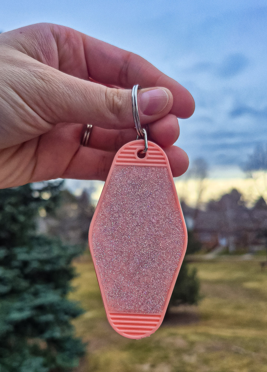 That Curb Hit Me • Glitter Resin Motel Keychain • 3.5"
