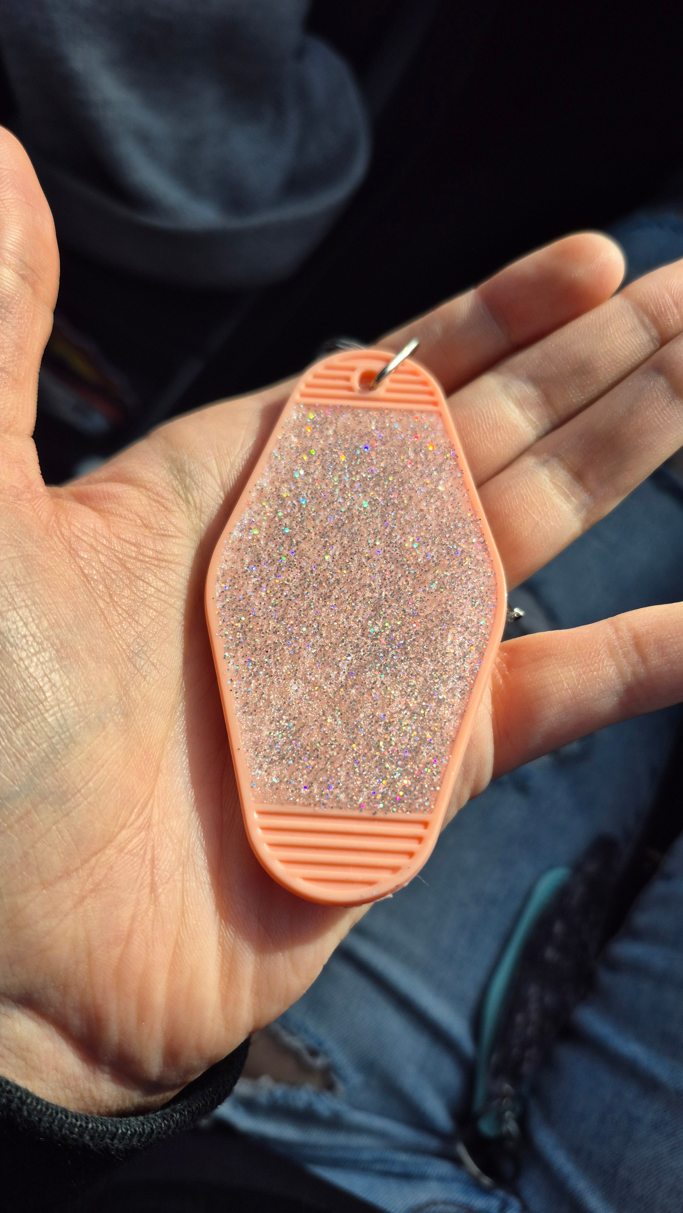 That Curb Hit Me • Glitter Resin Motel Keychain • 3.5"