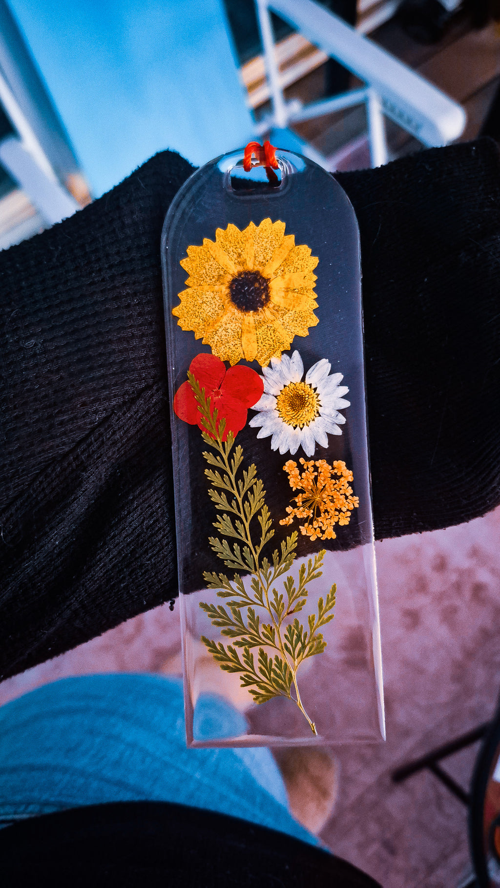 Pressed Bloom • Clear Botanical Resin Bookmark with Tassel • 2x6"