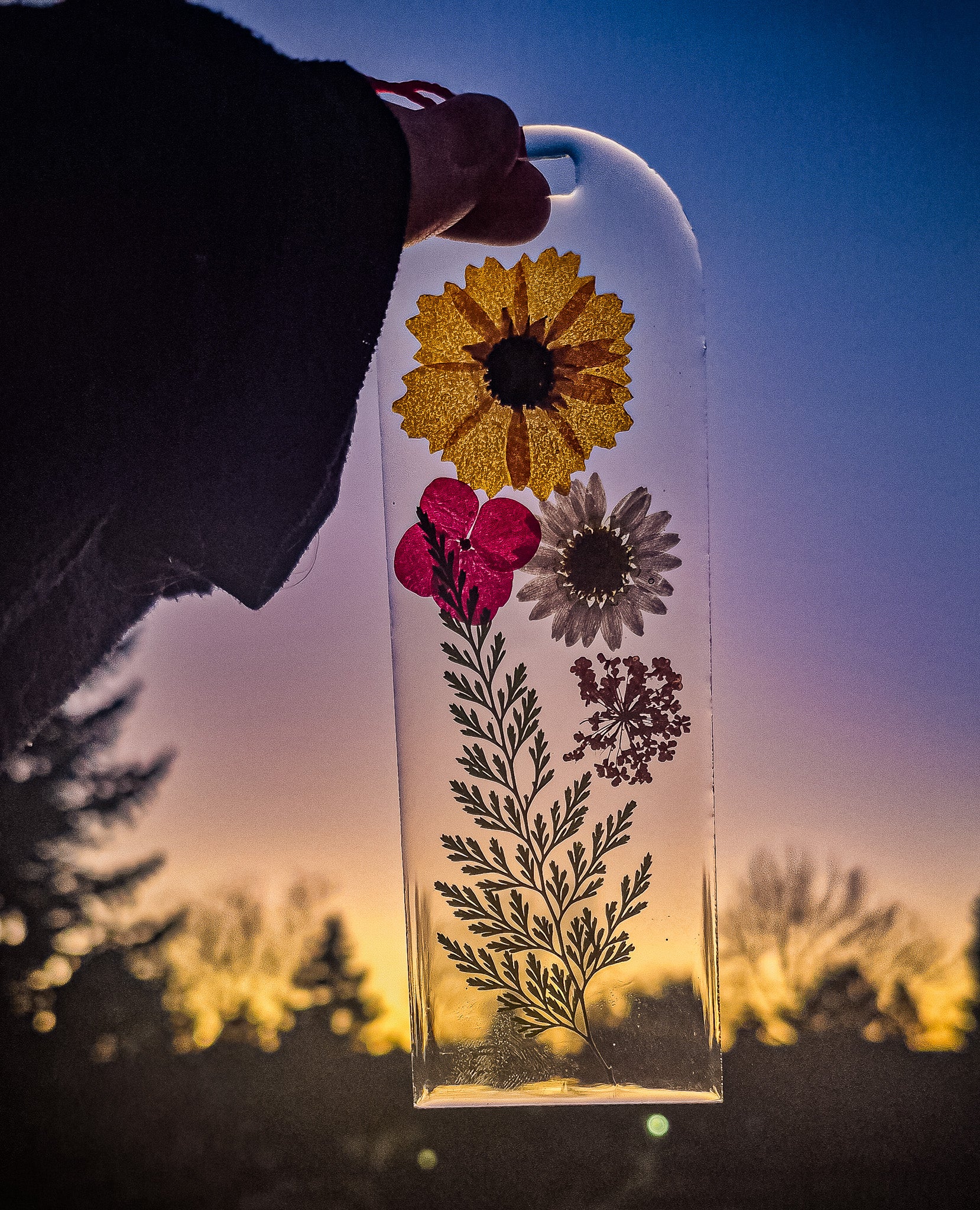 Pressed Bloom • Clear Botanical Resin Bookmark with Tassel • 2x6"