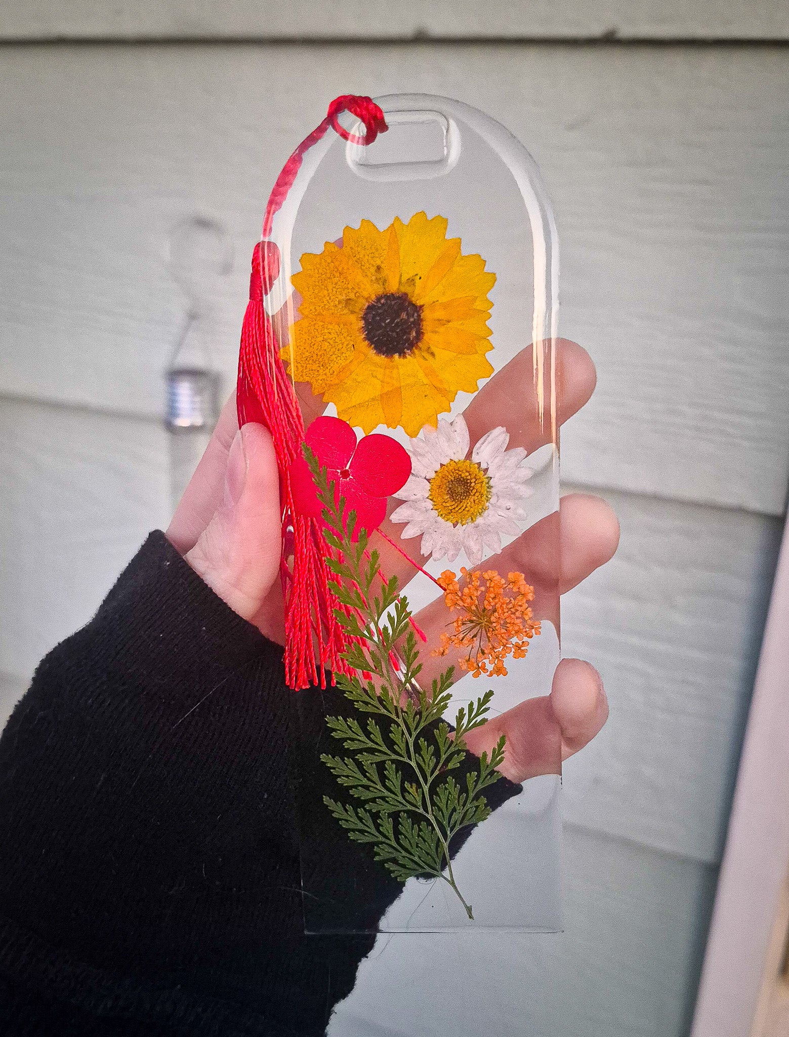 Pressed Bloom • Clear Botanical Resin Bookmark with Tassel • 2x6"