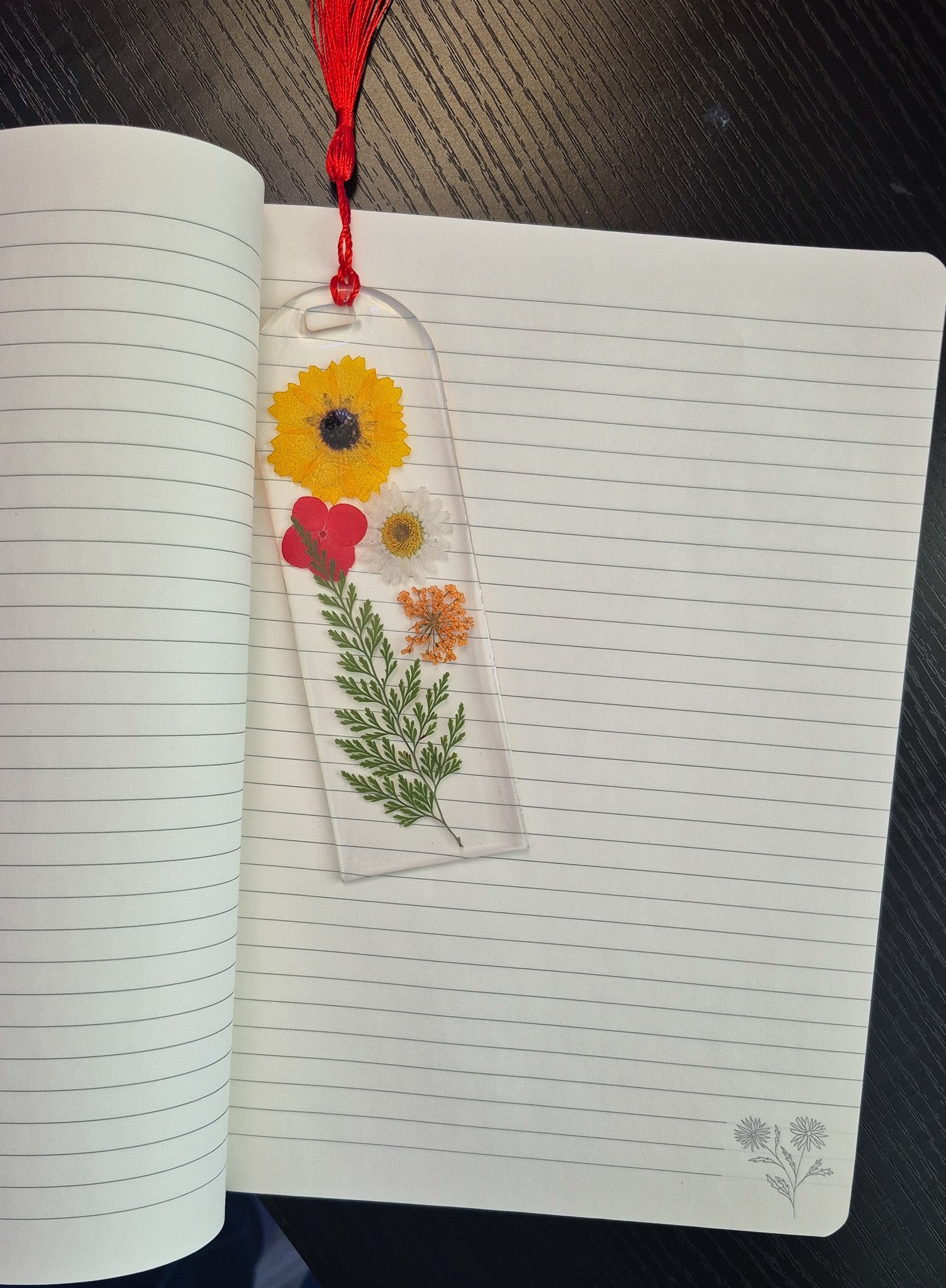 Pressed Bloom • Clear Botanical Resin Bookmark with Tassel • 2x6"