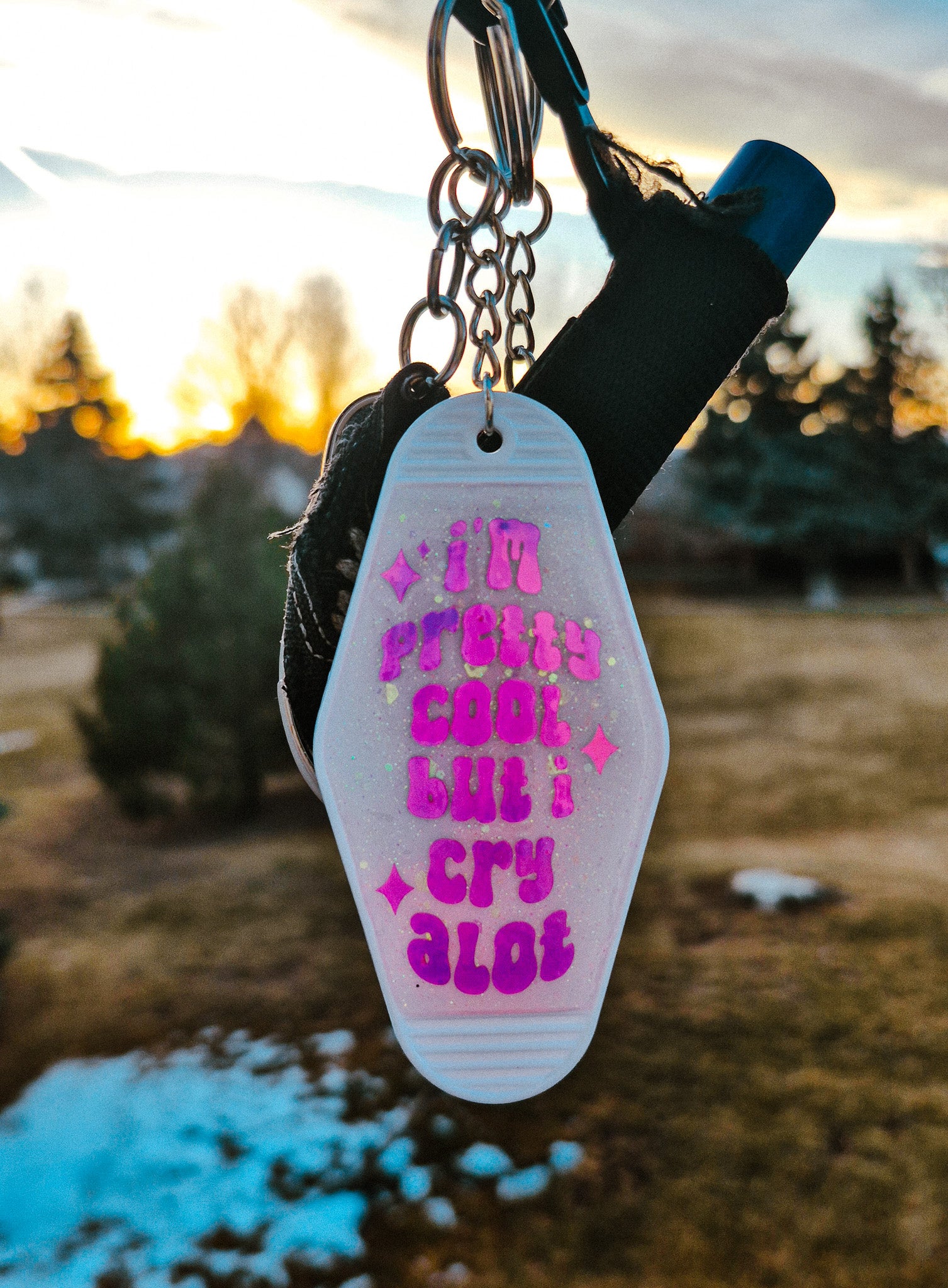 I'm Pretty Cool But I Cry Alot ∙ Glitter Resin Motel Keychain ∙ 3.5"