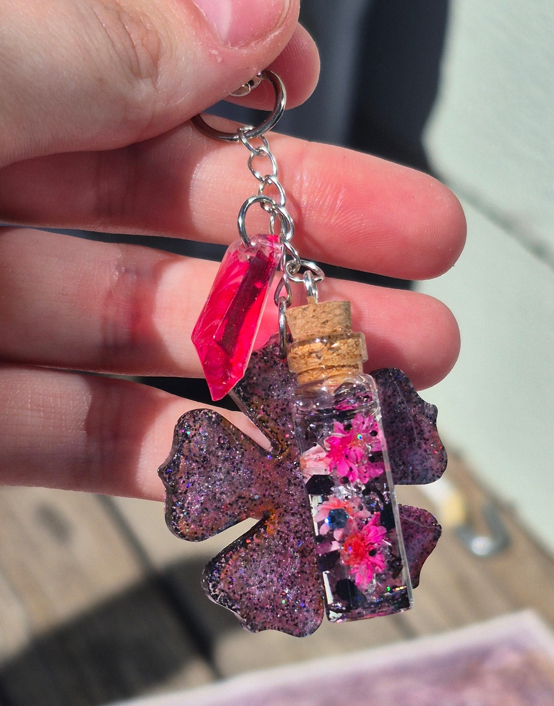 Pink Mirage • One-of-a-Kind Glow Potion Bottle Bag Charm • 2.5"