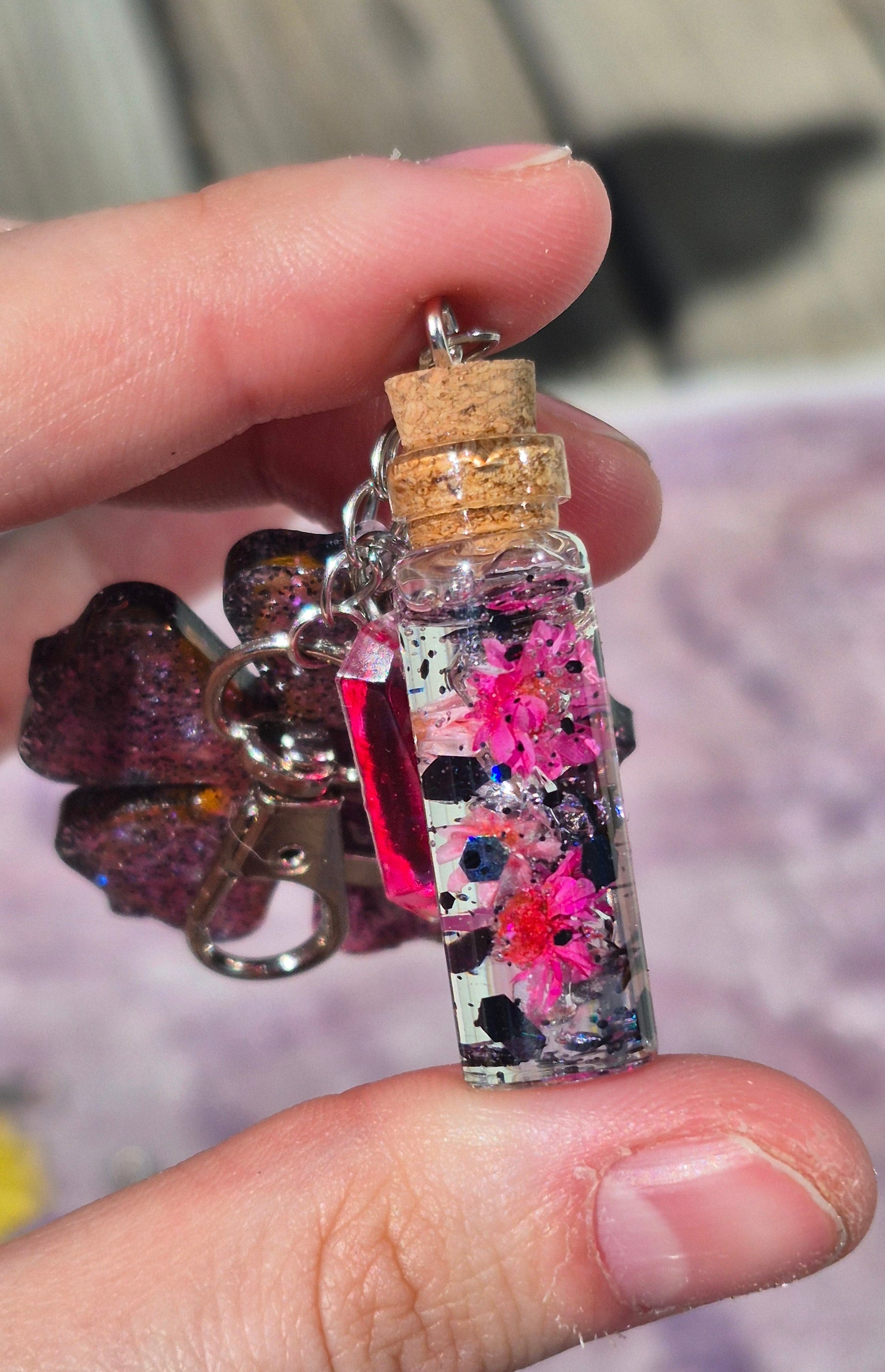 Pink Mirage • One-of-a-Kind Glow Potion Bottle Bag Charm • 2.5"