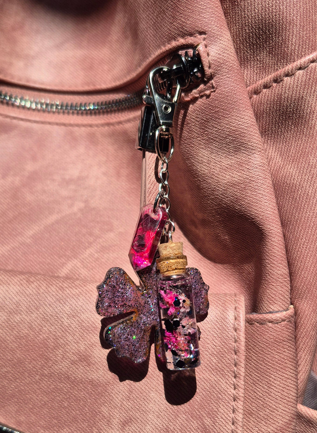 Pink Mirage • One-of-a-Kind Glow Potion Bottle Bag Charm • 2.5"