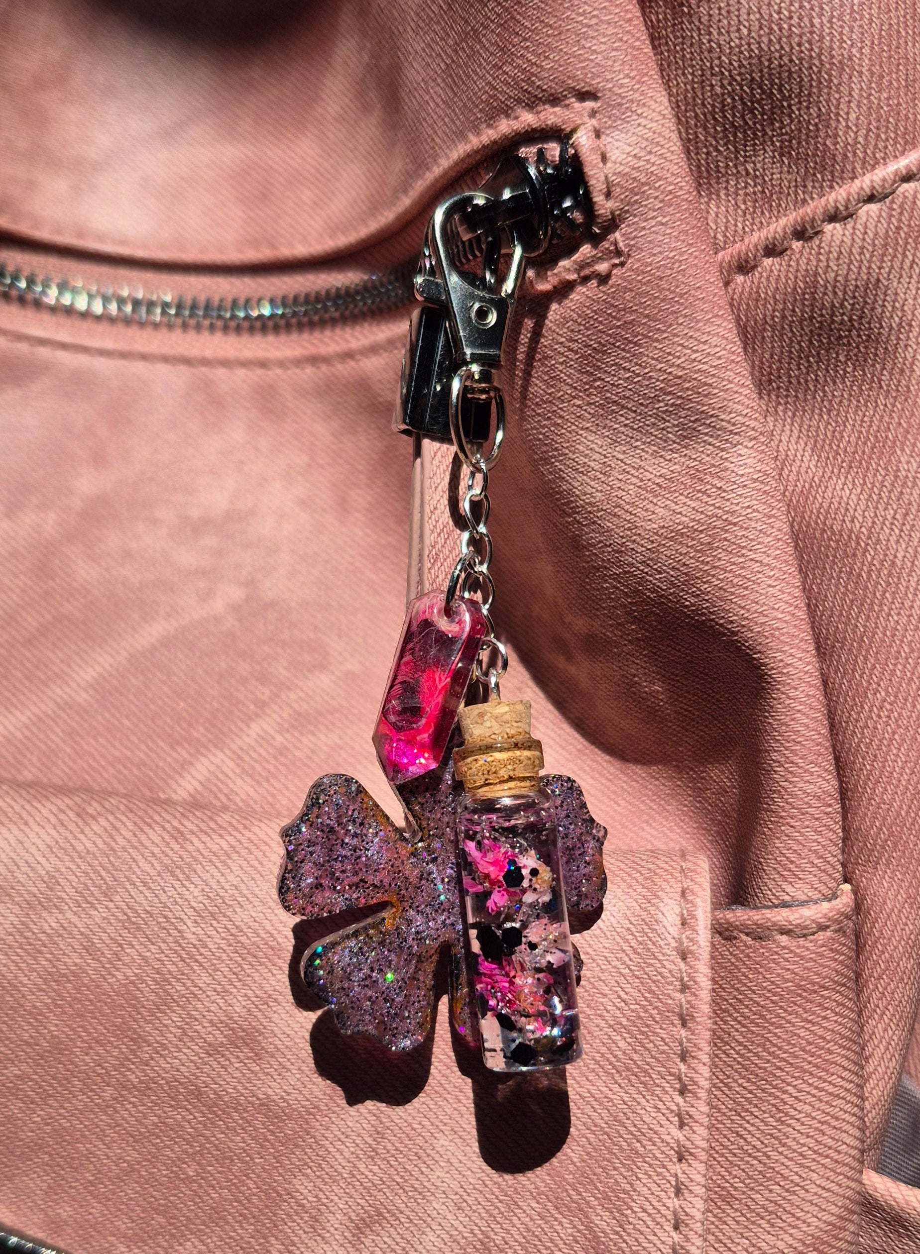 Pink Mirage • One-of-a-Kind Glow Potion Bottle Bag Charm • 2.5"
