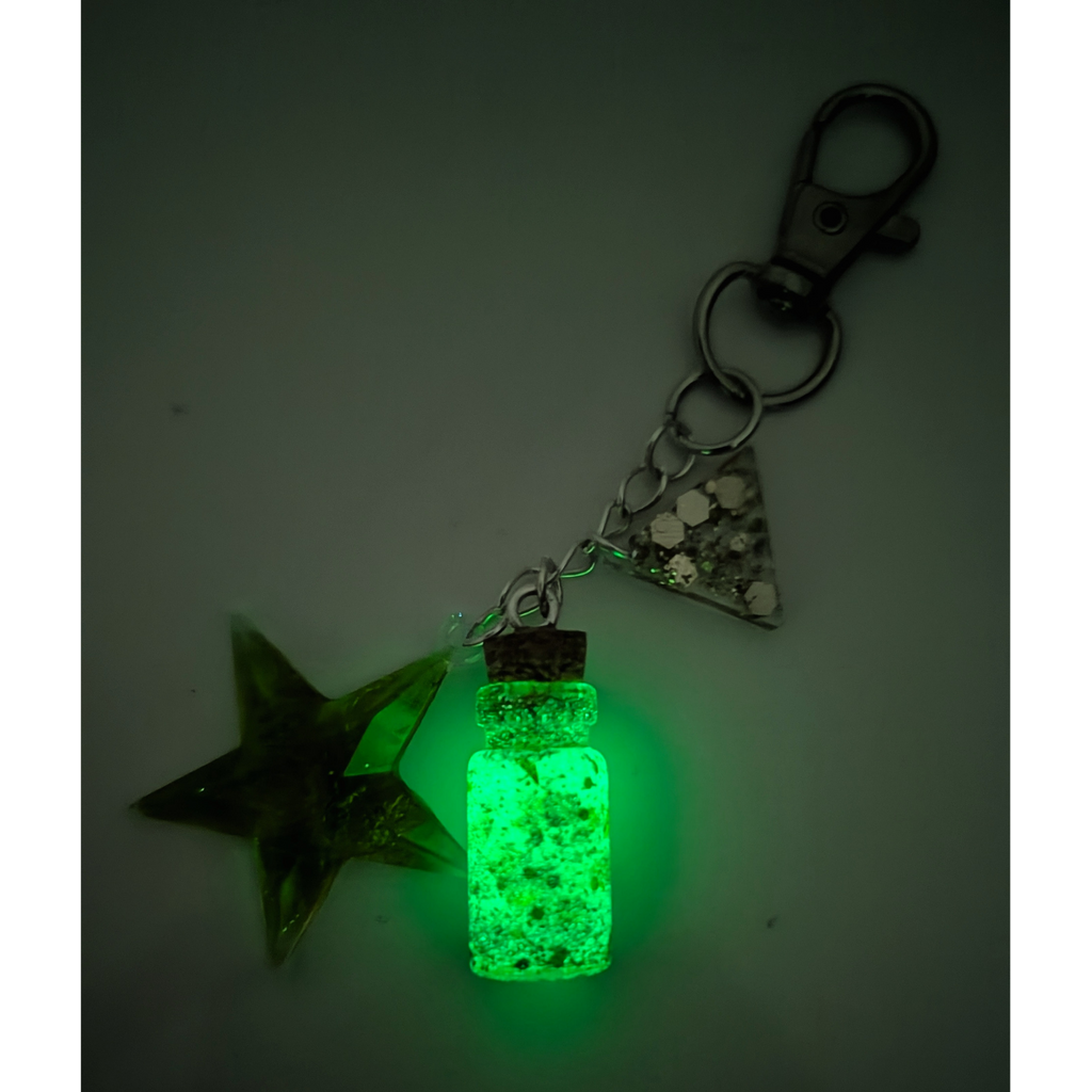 Verdant Wish • One-of-a-Kind Glow Potion Bottle Bag Charm • 2.5"