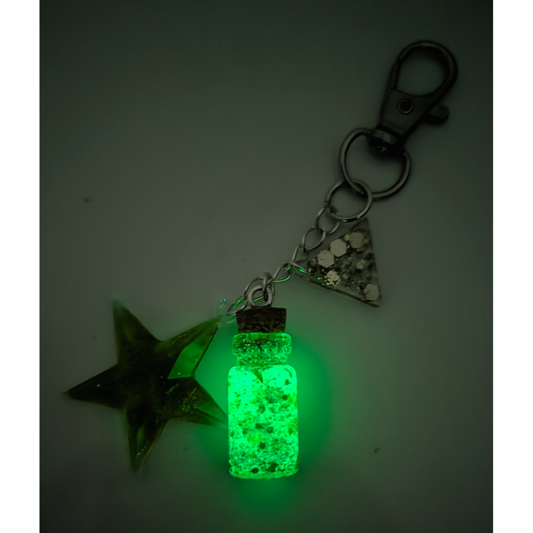 Verdant Wish • One-of-a-Kind Glow Potion Bottle Bag Charm • 2.5"