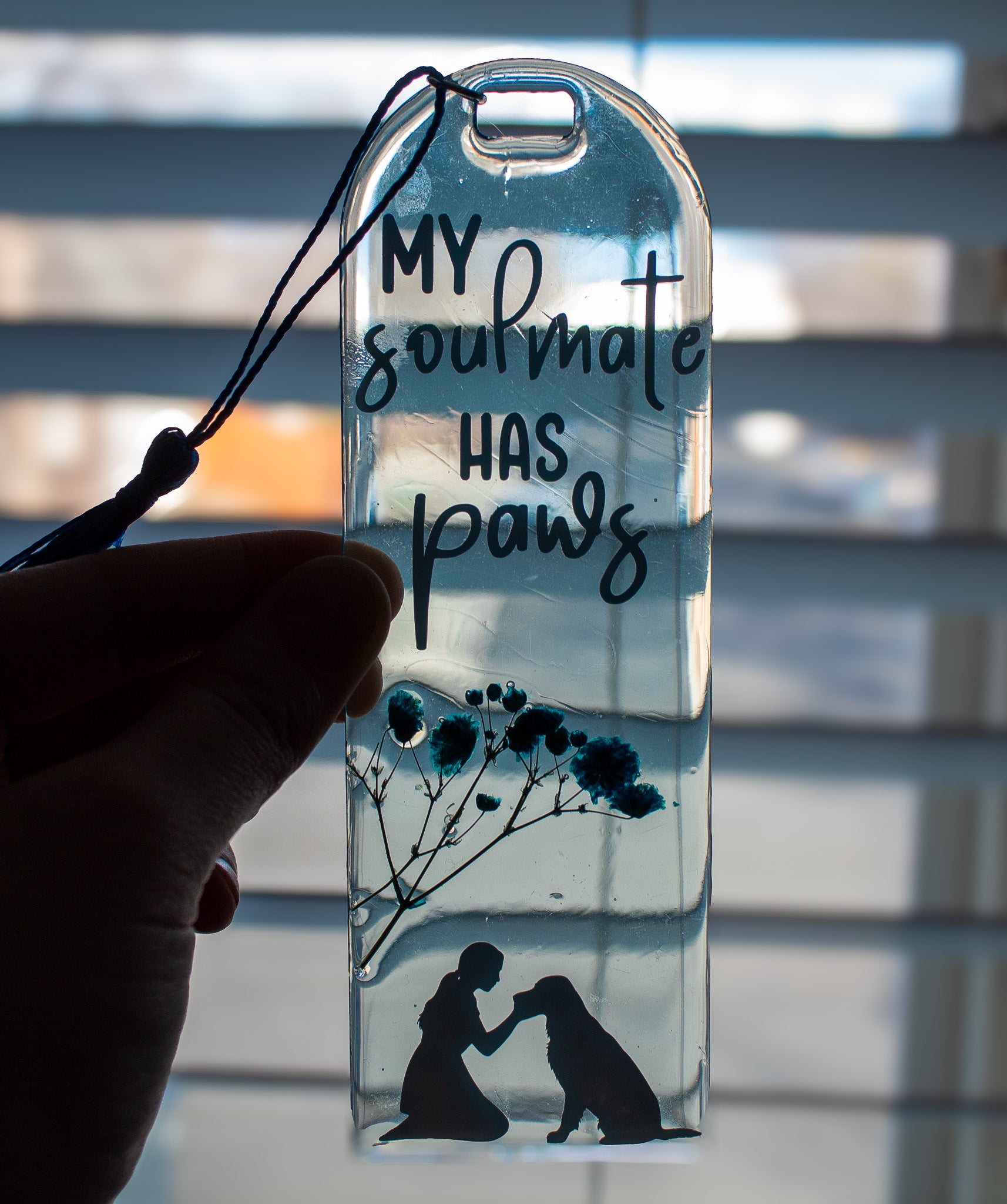 My Soulmate Has Paws • Pressed Flower Resin Bookmark • 2x6"