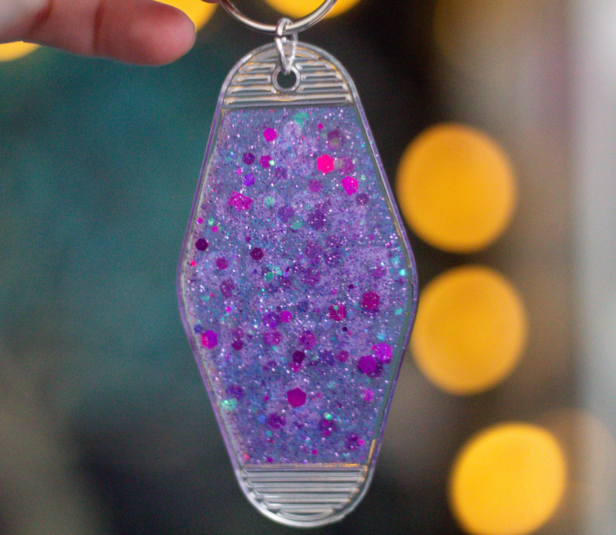 Beep Beep B*tch • Glow-in-the-Dark Glitter Resin Motel Keychain • 3.5"