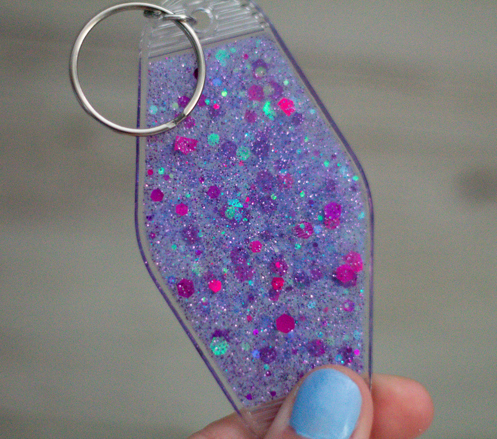 Beep Beep B*tch • Glow-in-the-Dark Glitter Resin Motel Keychain • 3.5"