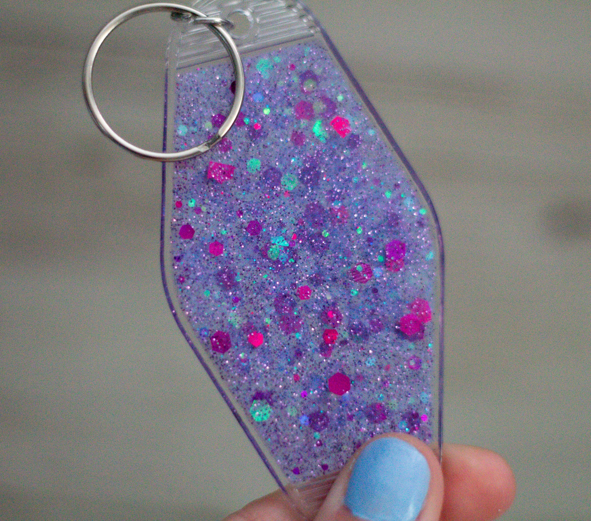 Beep Beep B*tch • Glow-in-the-Dark Glitter Resin Motel Keychain • 3.5"