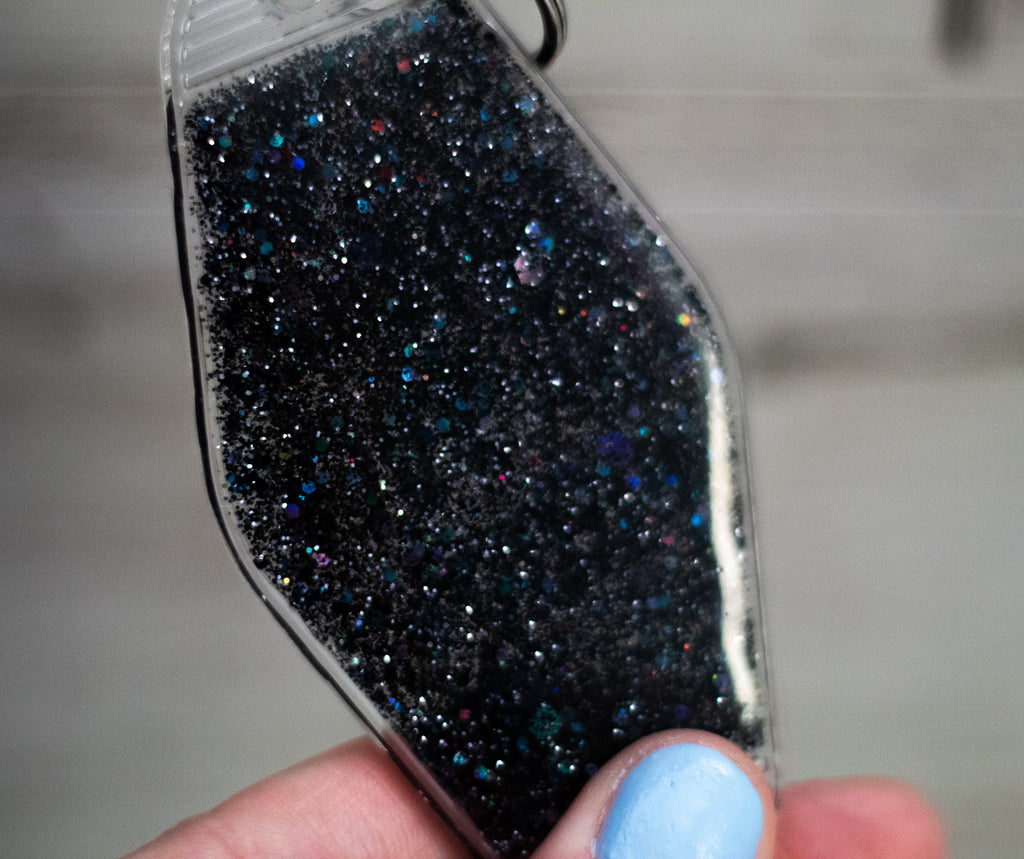 Where the F*ck Am I? • Glitter Resin Motel Keychain • 3.5"
