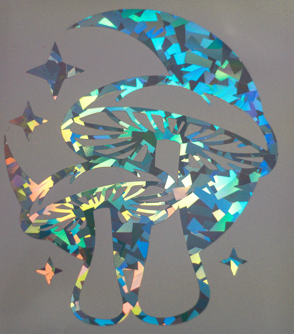 Cosmic Mushrooms ∙ Prism Holographic Vinyl Decal ∙ 4"