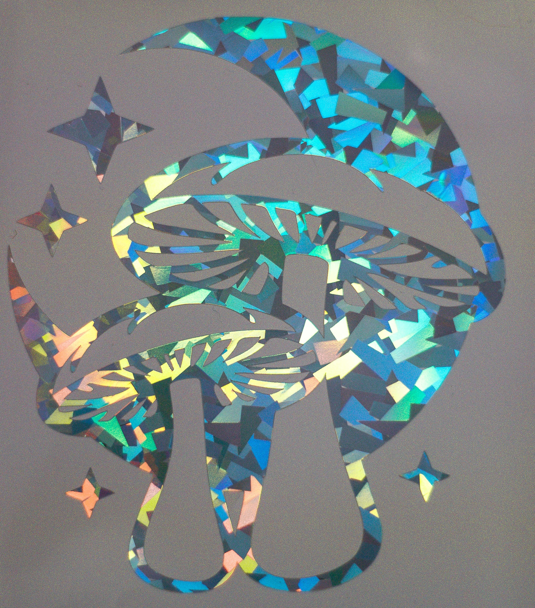 Cosmic Mushrooms ∙ Prism Holographic Vinyl Decal ∙ 4"