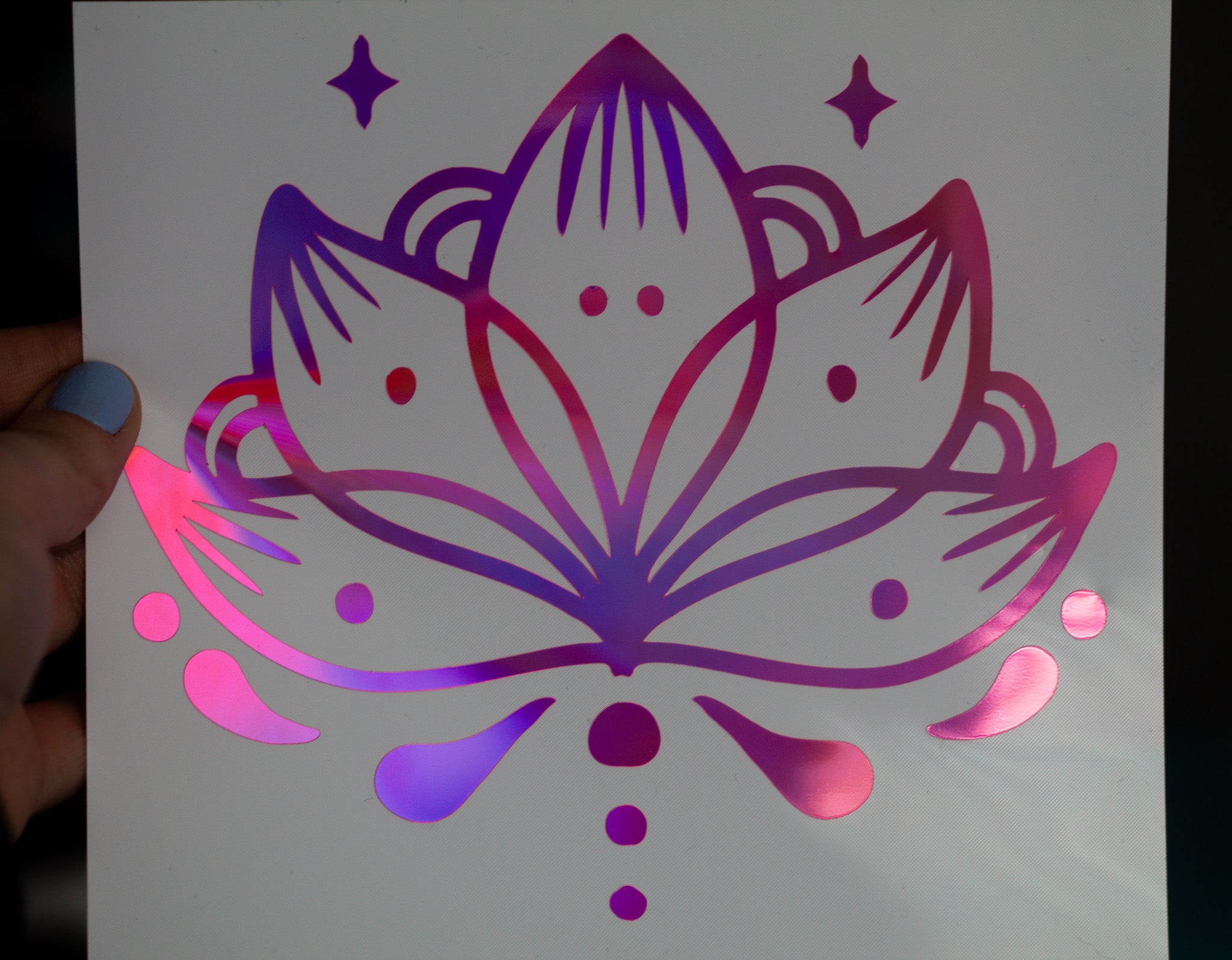 Starlit Lotus ∙ Holographic Vinyl Decal ∙ 6"