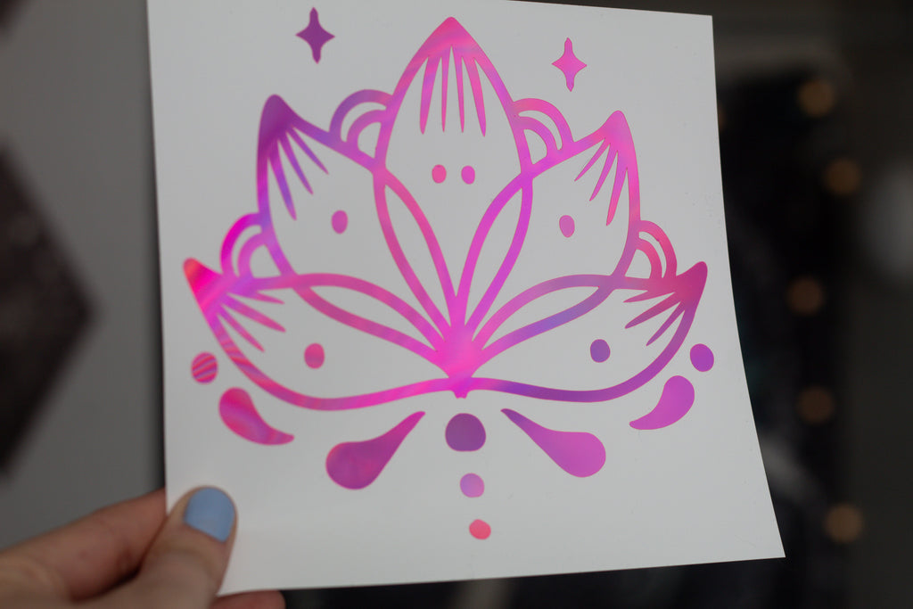 Starlit Lotus ∙ Holographic Vinyl Decal ∙ 6"