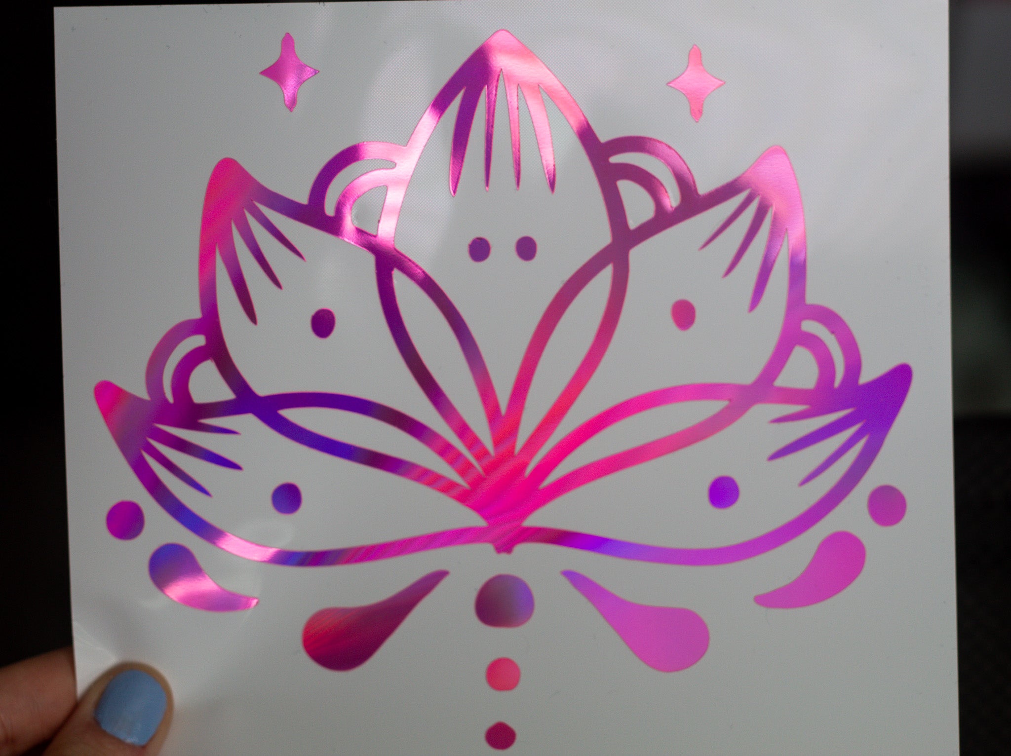 Starlit Lotus ∙ Holographic Vinyl Decal ∙ 6"