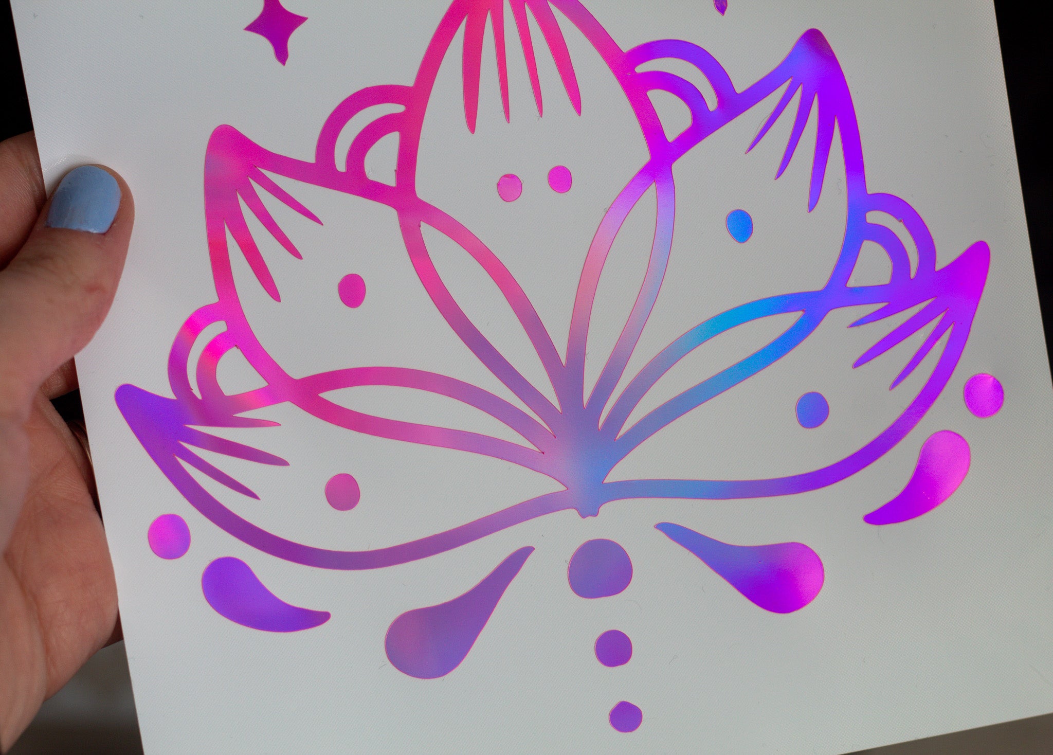 Starlit Lotus ∙ Holographic Vinyl Decal ∙ 6"