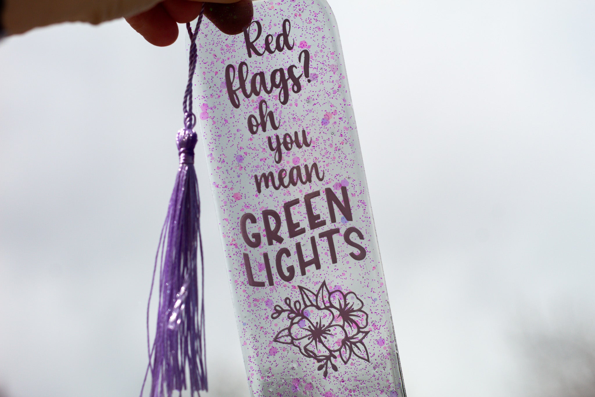 Red Flags or Green Lights • Glow-in-the-Dark Resin Bookmark • 2x6"
