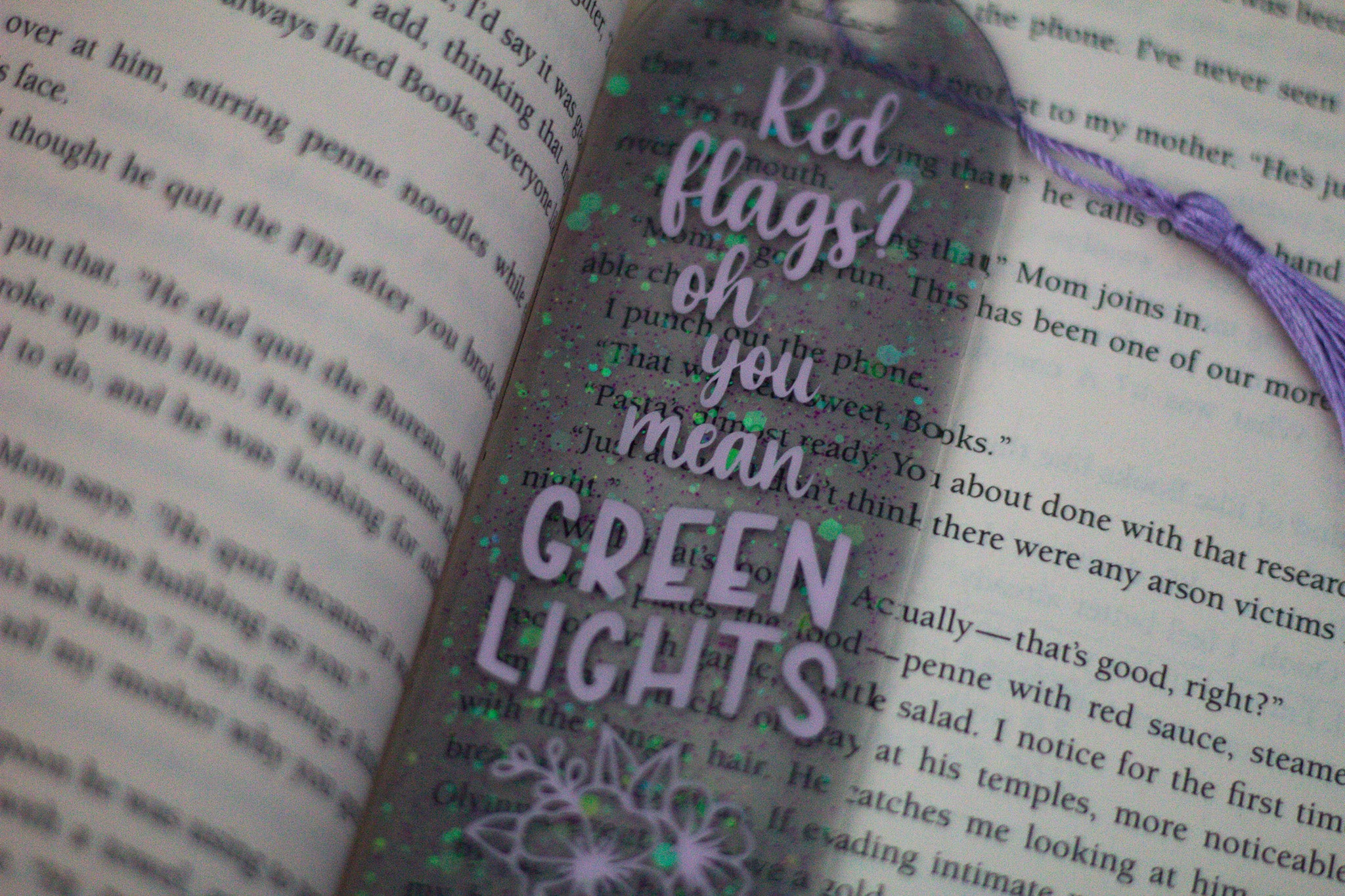 Red Flags or Green Lights • Glow-in-the-Dark Resin Bookmark • 2x6"