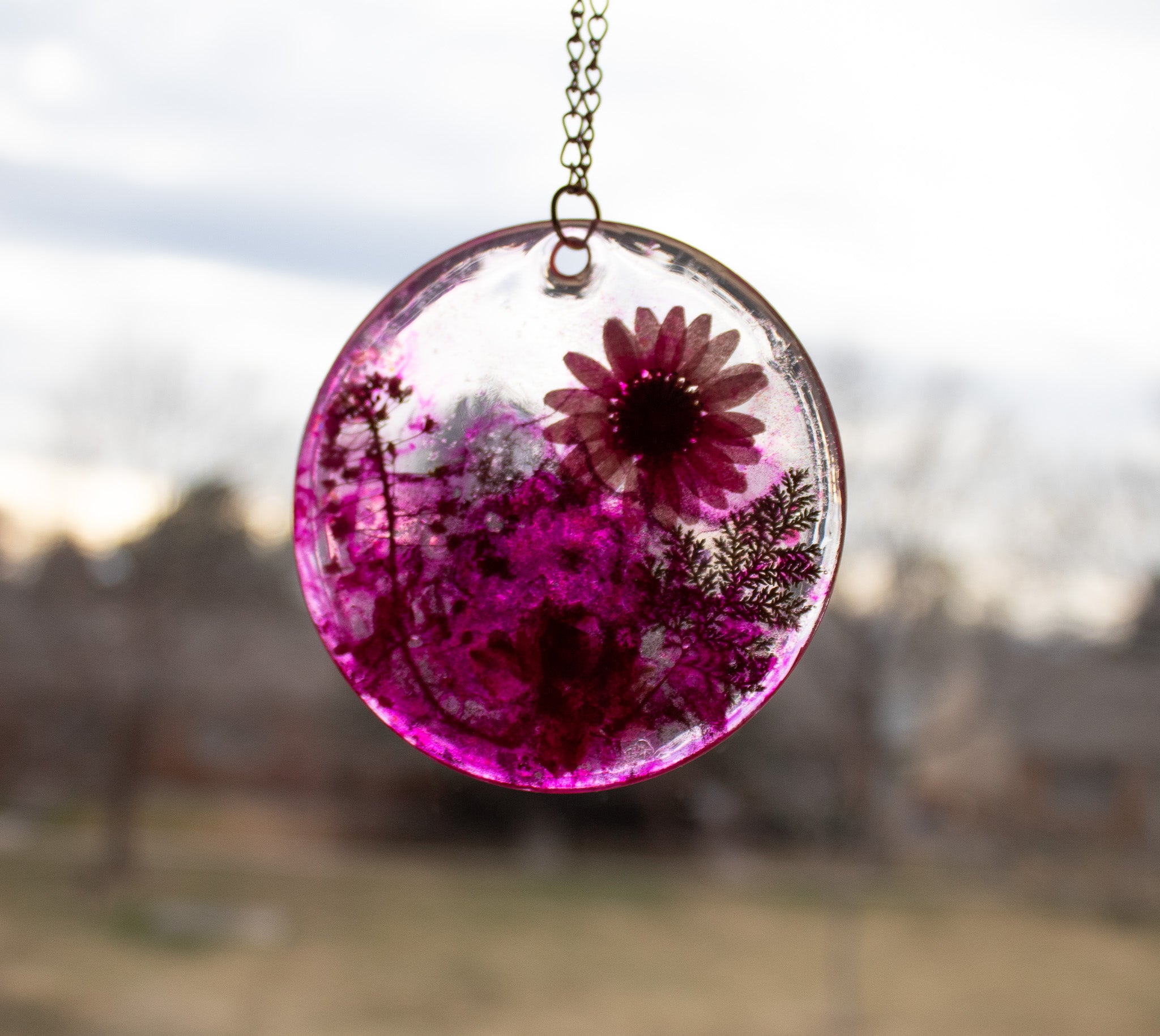 Pink Static • One-of-a-Kind Resin Suncatcher • 3.5"