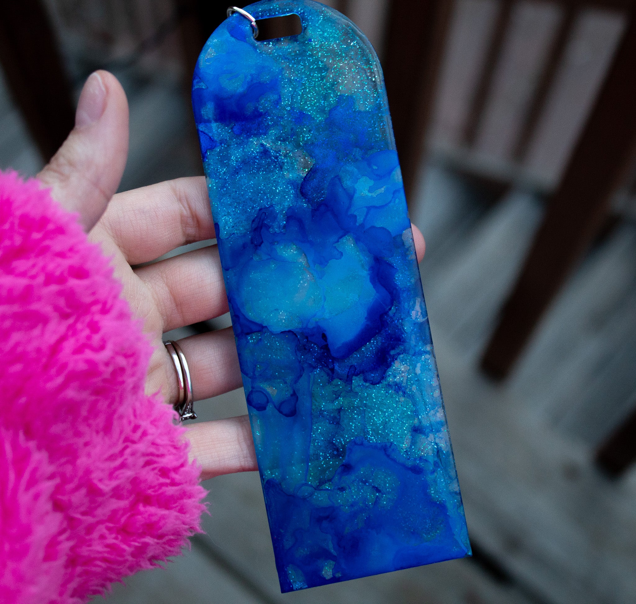 Cerulean Flow • One-of-a-Kind Resin Bookmark • 2x6"
