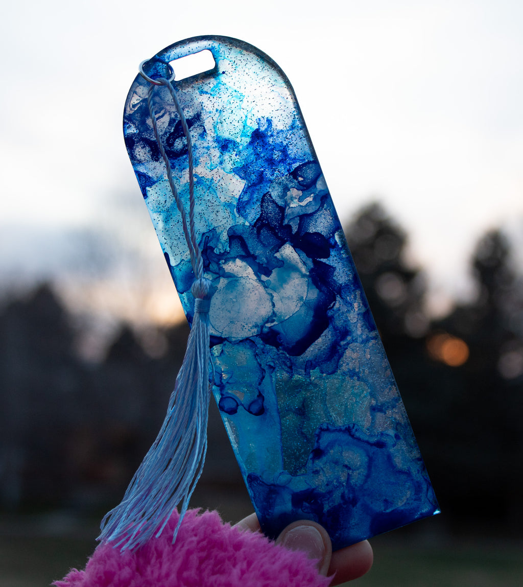 Cerulean Flow • One-of-a-Kind Resin Bookmark • 2x6"