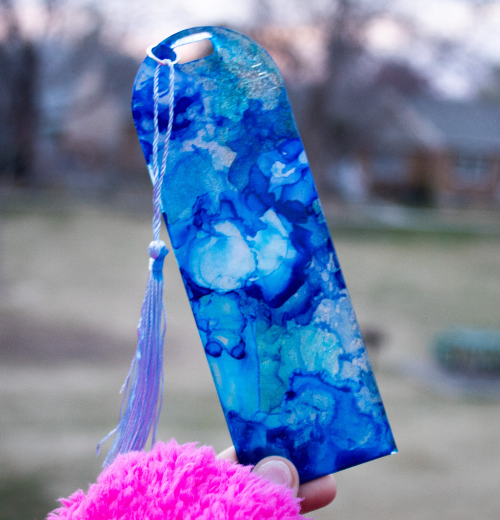 Cerulean Flow • One-of-a-Kind Resin Bookmark • 2x6"