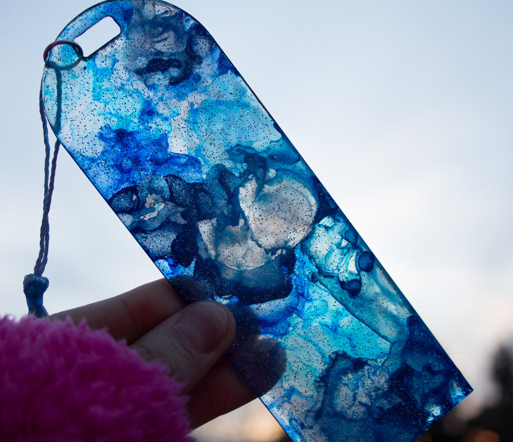 Cerulean Flow • One-of-a-Kind Resin Bookmark • 2x6"