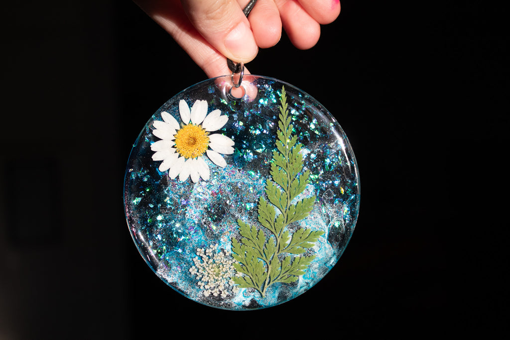 Electric Flora • One-of-a-Kind Resin Suncatcher • 3.5"