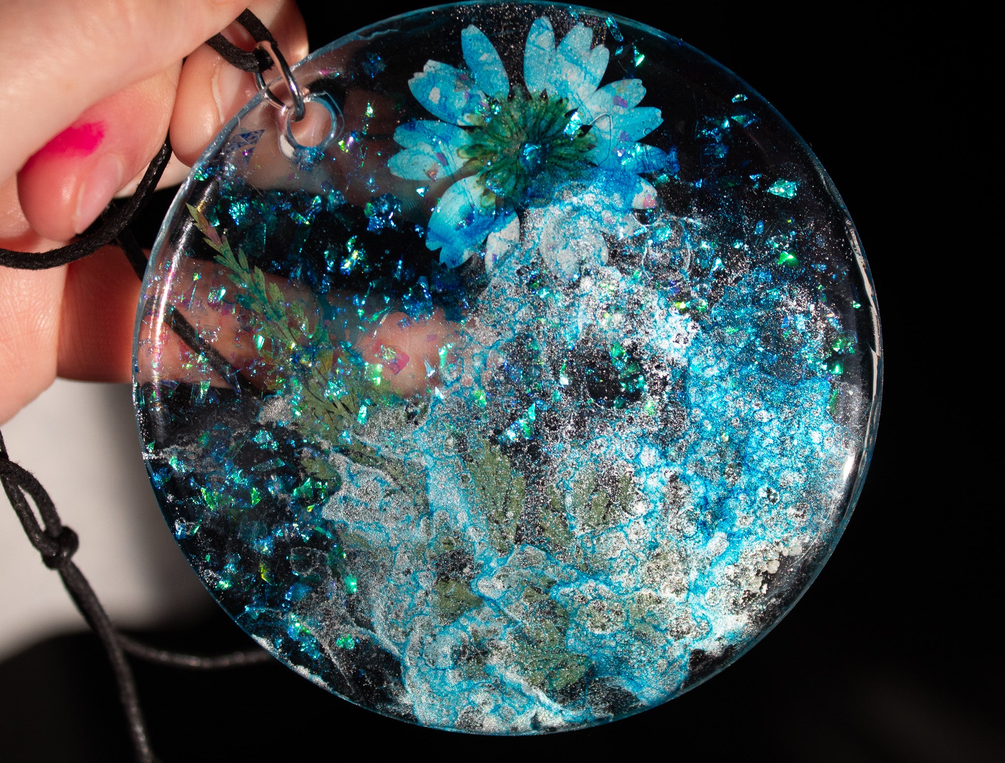 Electric Flora • One-of-a-Kind Resin Suncatcher • 3.5"