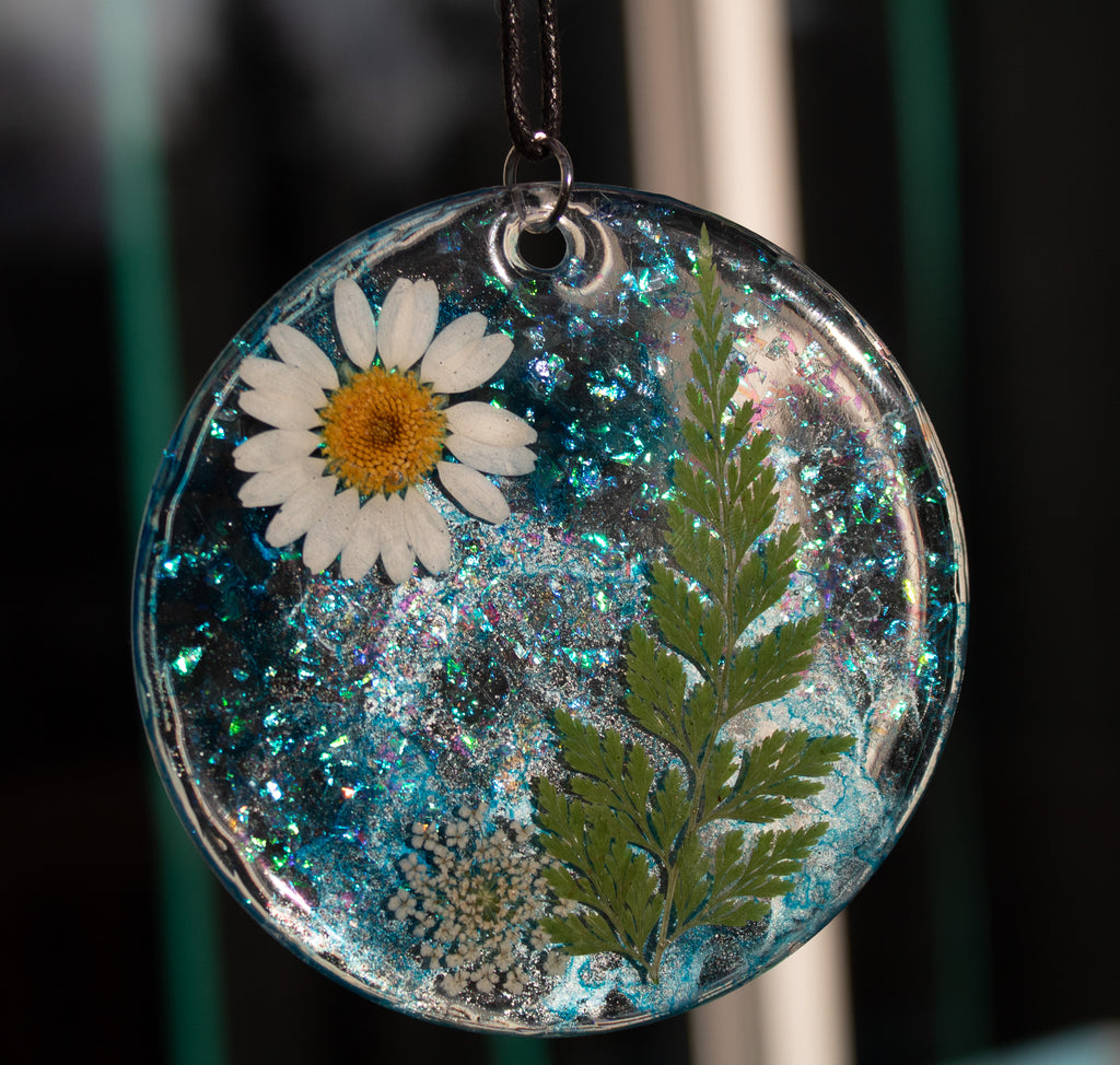 Electric Flora • One-of-a-Kind Resin Suncatcher • 3.5"