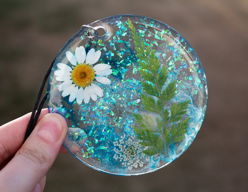Electric Flora • One-of-a-Kind Resin Suncatcher • 3.5"