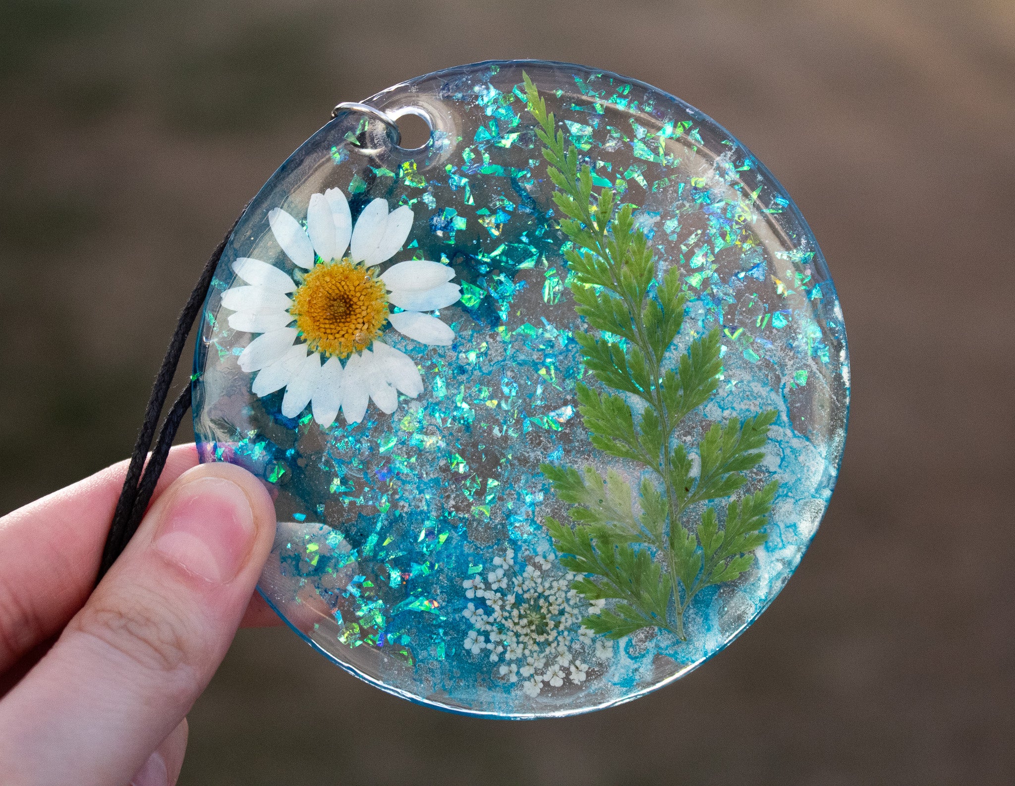 Electric Flora • One-of-a-Kind Resin Suncatcher • 3.5"
