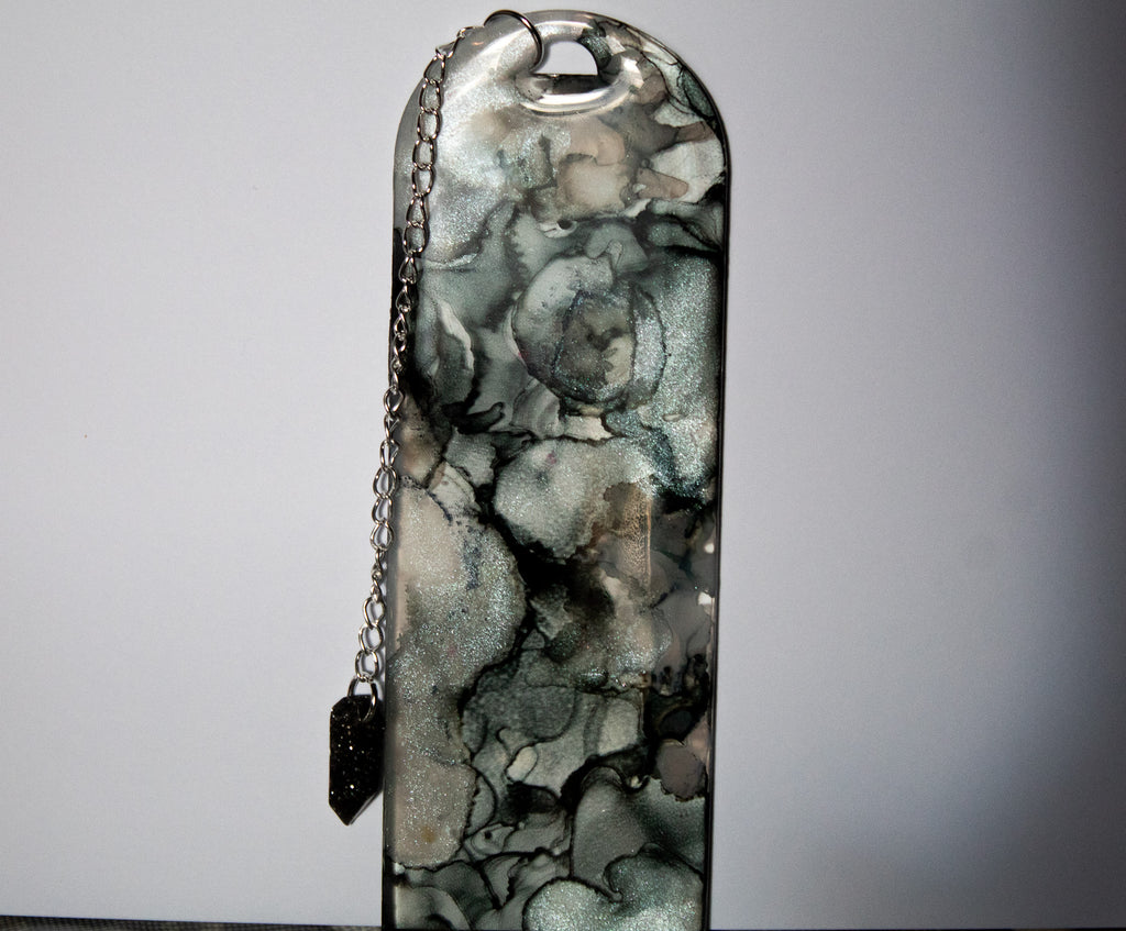 Obsidian Veil • One-of-a-Kind Resin Bookmark • 2×6"