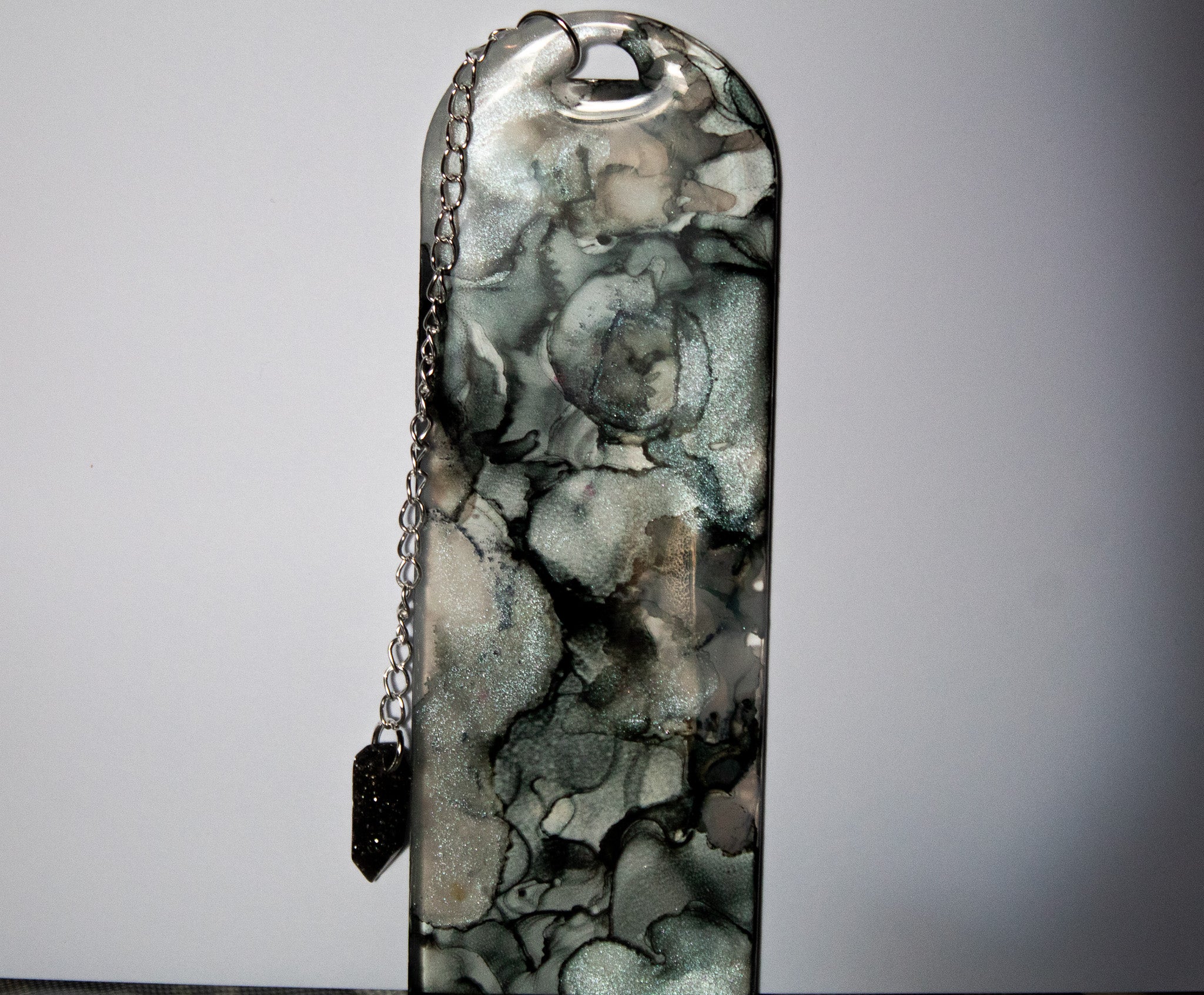 Obsidian Veil • One-of-a-Kind Resin Bookmark • 2×6"