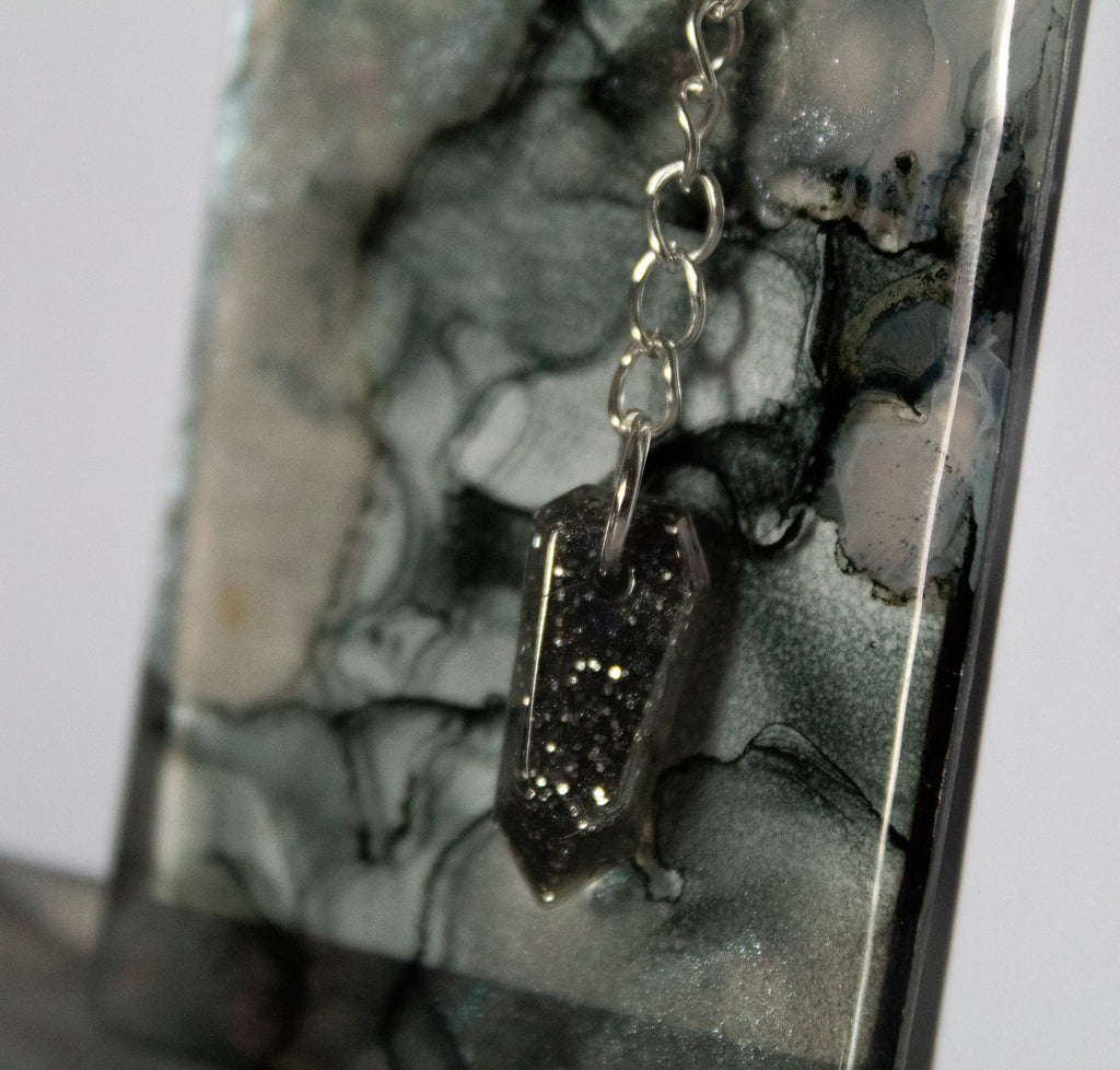 Obsidian Veil • One-of-a-Kind Resin Bookmark • 2×6"