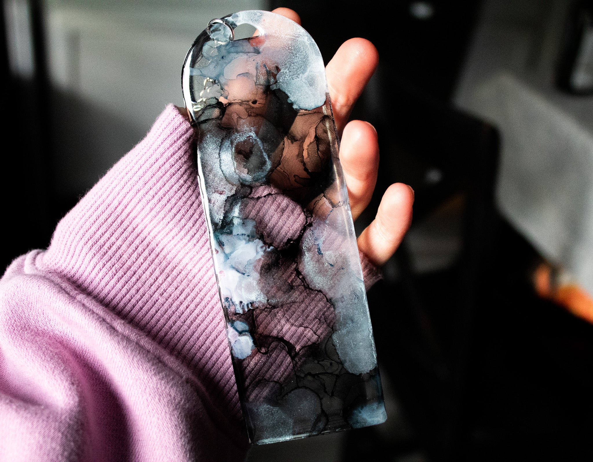 Obsidian Veil • One-of-a-Kind Resin Bookmark • 2×6"