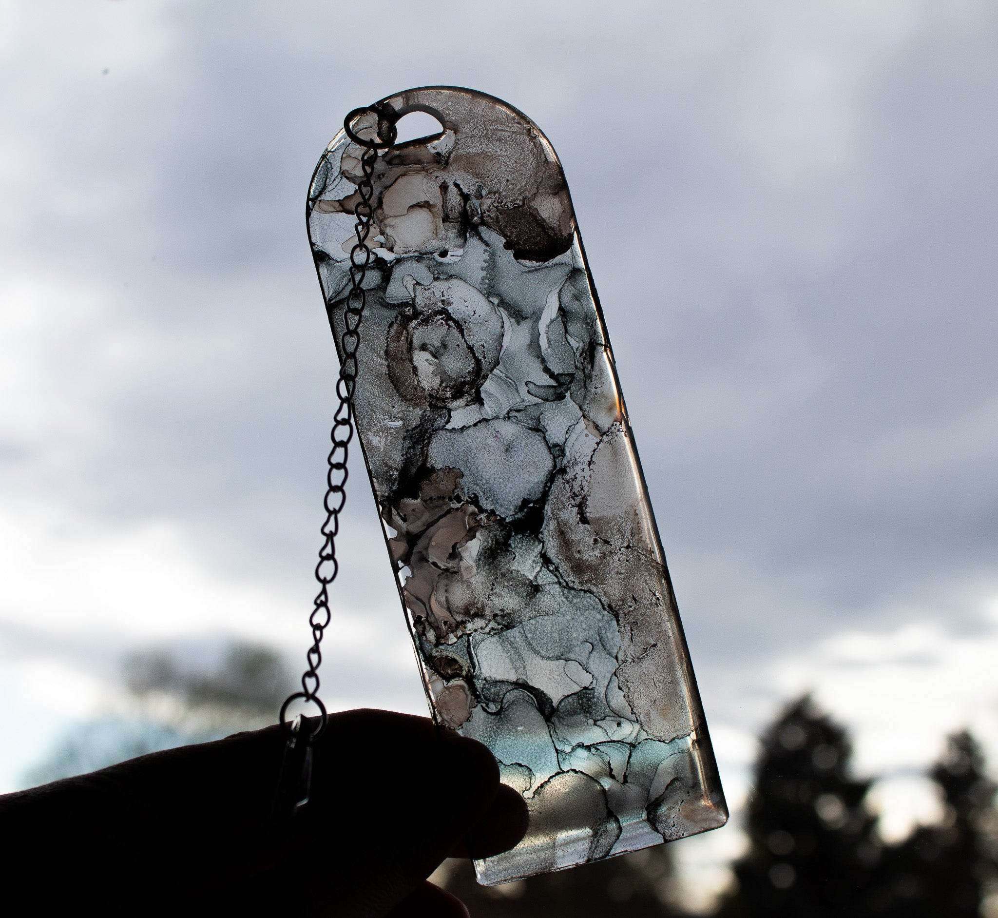 Obsidian Veil • One-of-a-Kind Resin Bookmark • 2×6"