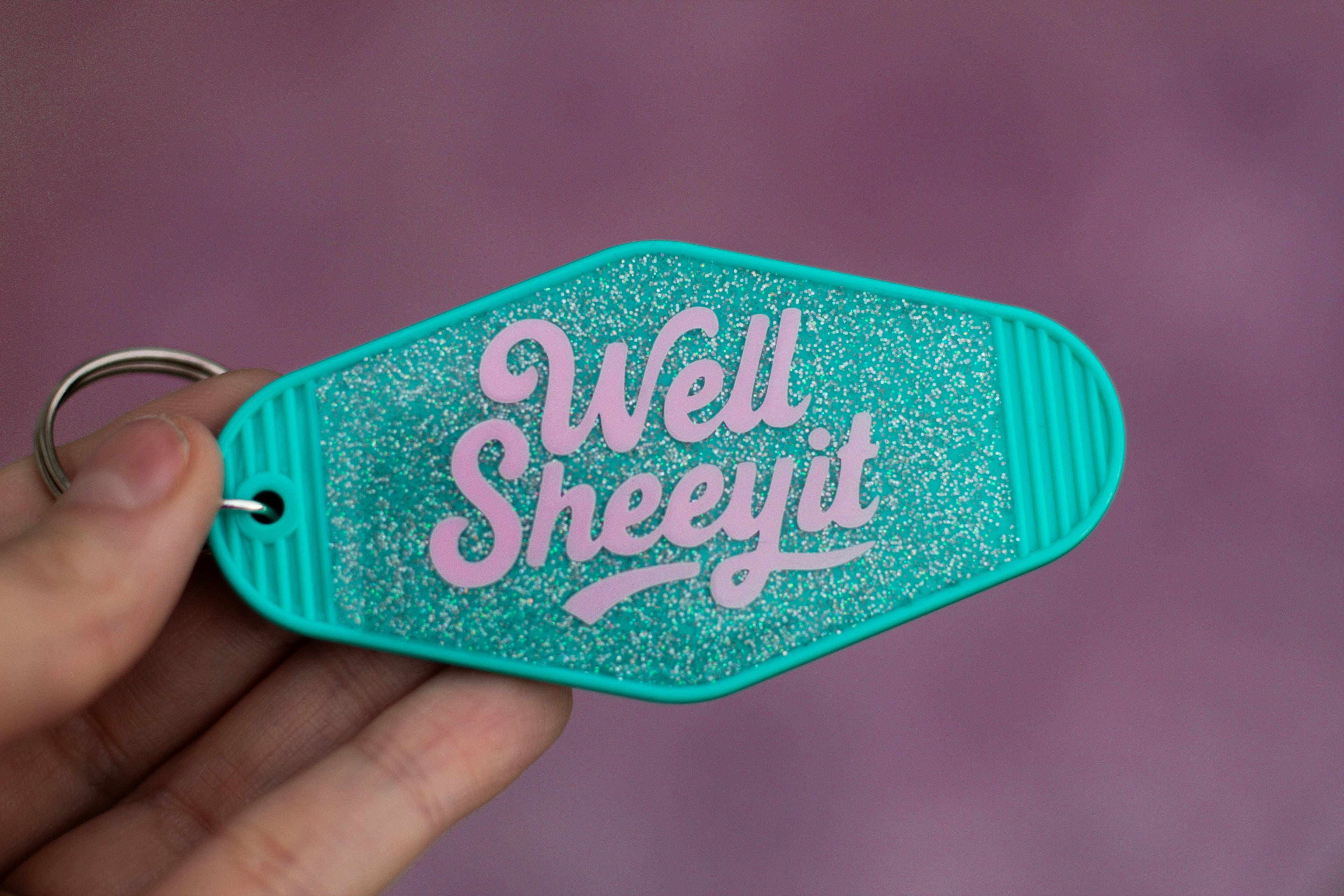 Well Sheeyit • Glitter Resin Motel Keychain • 3.5"