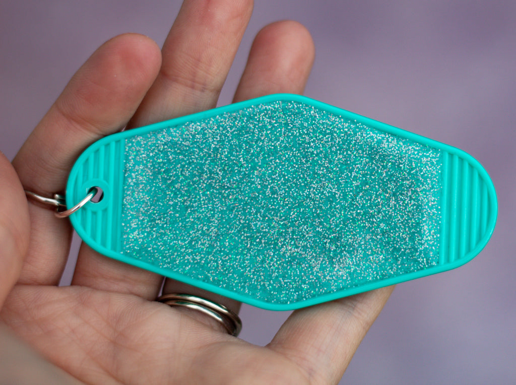 Well Sheeyit • Glitter Resin Motel Keychain • 3.5"