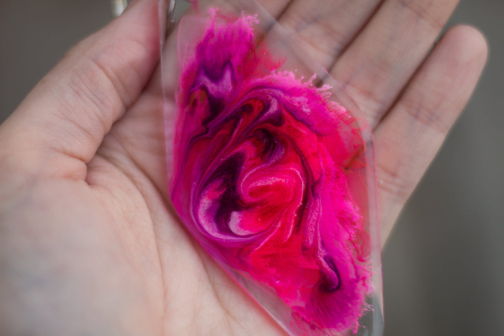 One-of-a-Kind Pink Petri Resin Motel Keychain ∙ 3.5"