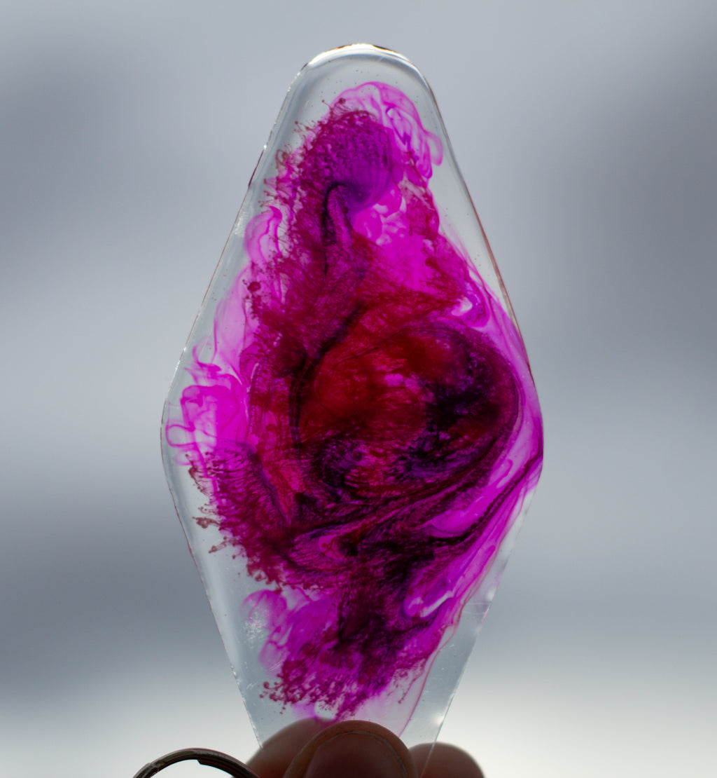One-of-a-Kind Pink Petri Resin Motel Keychain ∙ 3.5"
