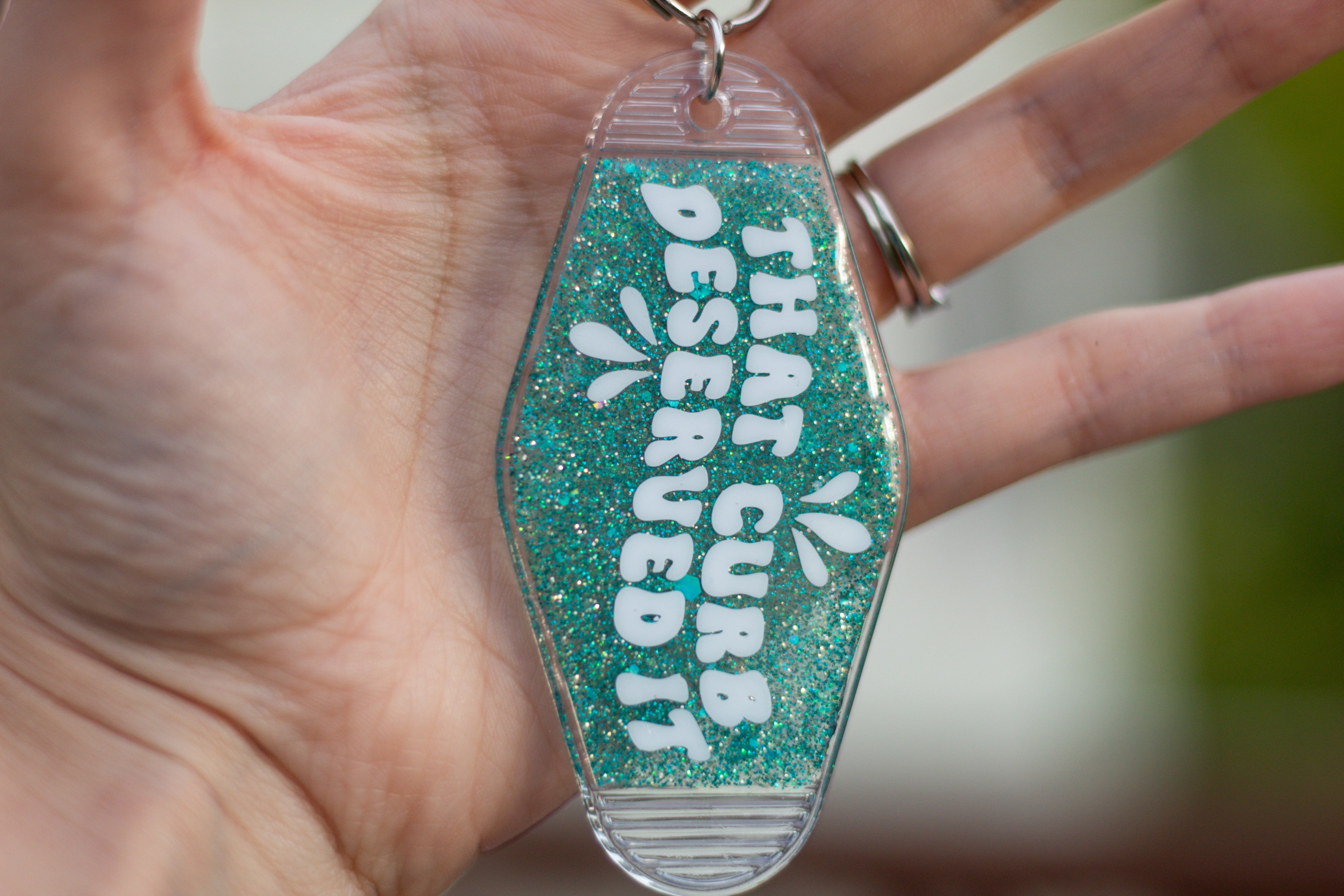 That Curb Deserved It ∙ Glitter Resin Motel Keychain ∙ 3.5"