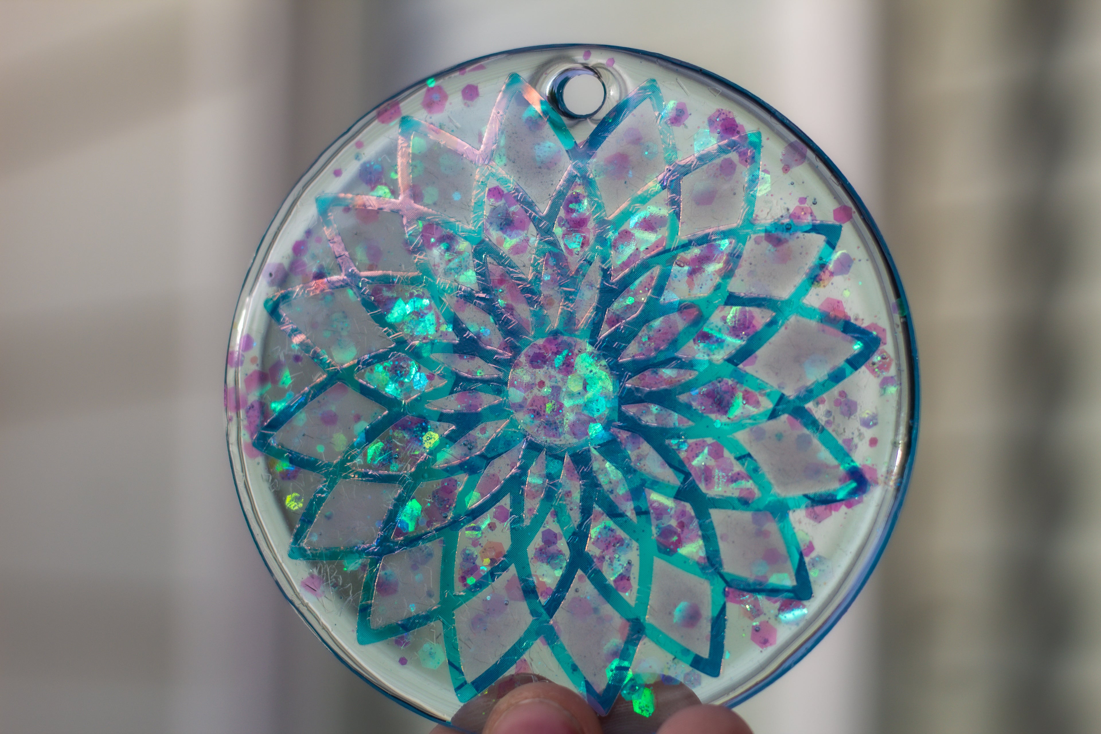 Ultraviolet Echo • Glow-in-the-Dark Resin Suncatcher • 3.5"