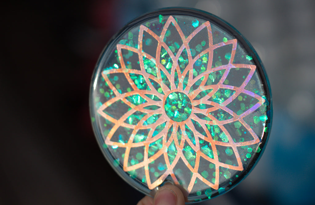Ultraviolet Echo • Glow-in-the-Dark Resin Suncatcher • 3.5"