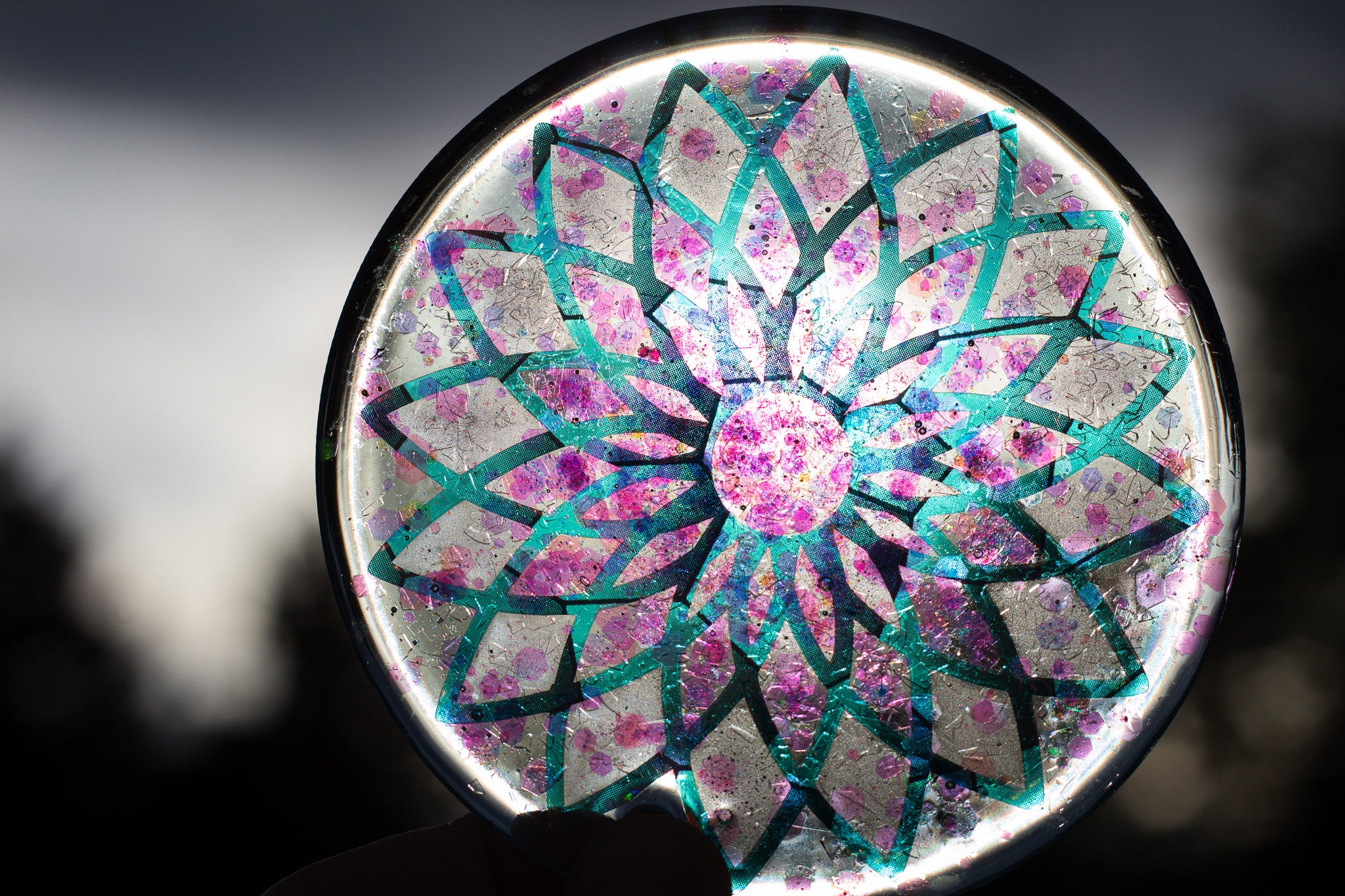 Ultraviolet Echo • Glow-in-the-Dark Resin Suncatcher • 3.5"