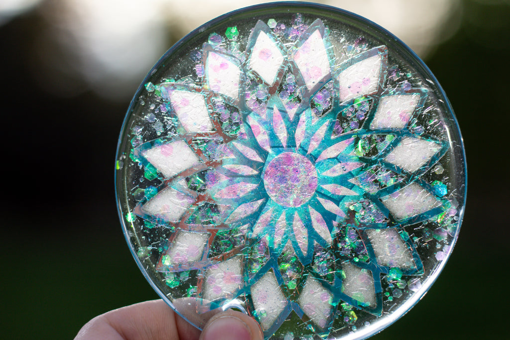 Ultraviolet Echo • Glow-in-the-Dark Resin Suncatcher • 3.5"